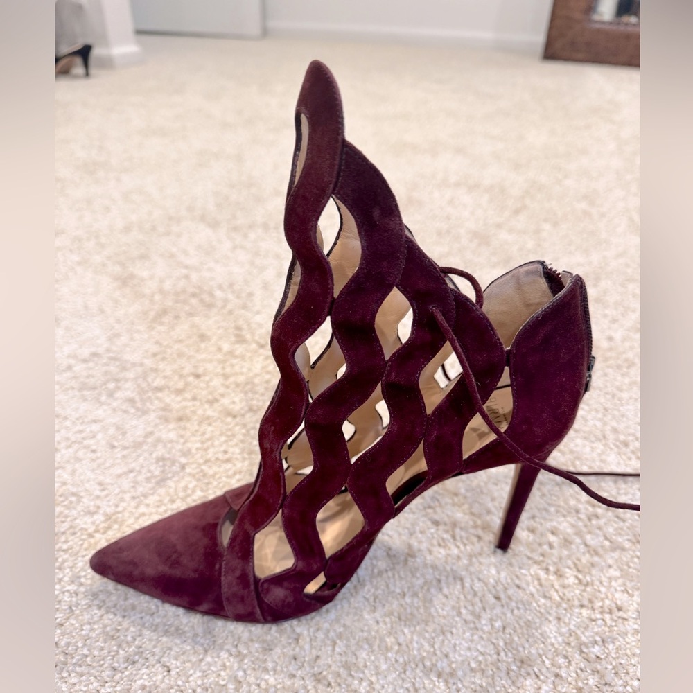 Alexandre Birman cage heels size 38 1/2 maroon red